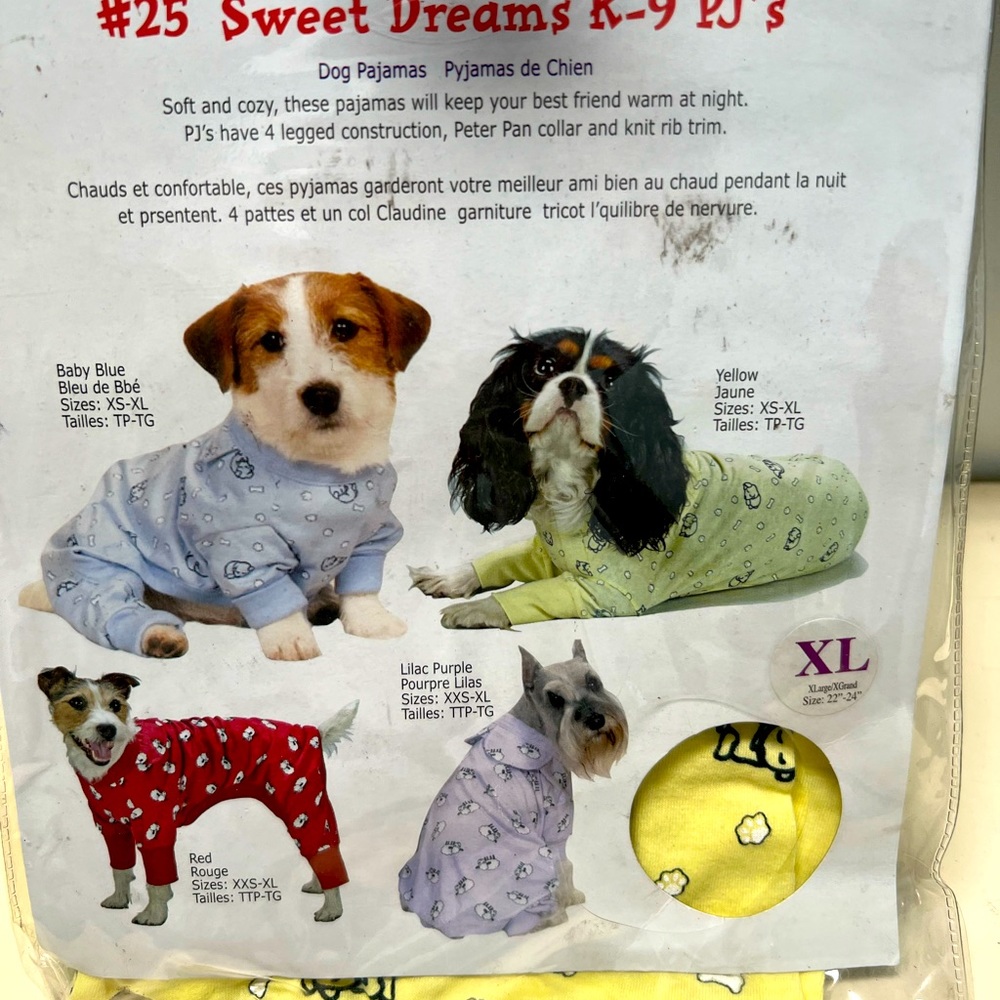 Fashion Pet Signature Collection K-9 Dog Pajamas PJ’s Yellow NEW